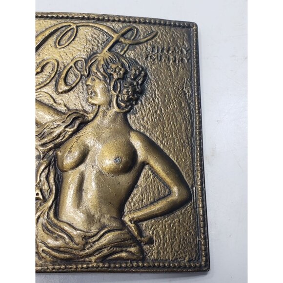 Vintage Stamped Solid Brass Tiffany Foundry Coca-Cola Topless Lady Belt Buckle - Picture 4 of 9